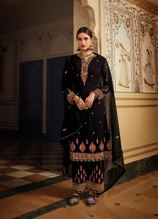 Heavy Pakistani Suit With Work In Black