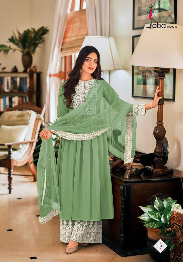 Plazzo Suit For Wedding With Embroidery In Light Green