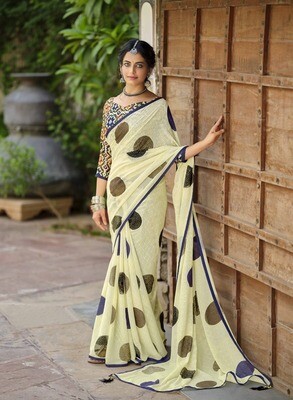 Light Yellow Color Sequence Saree