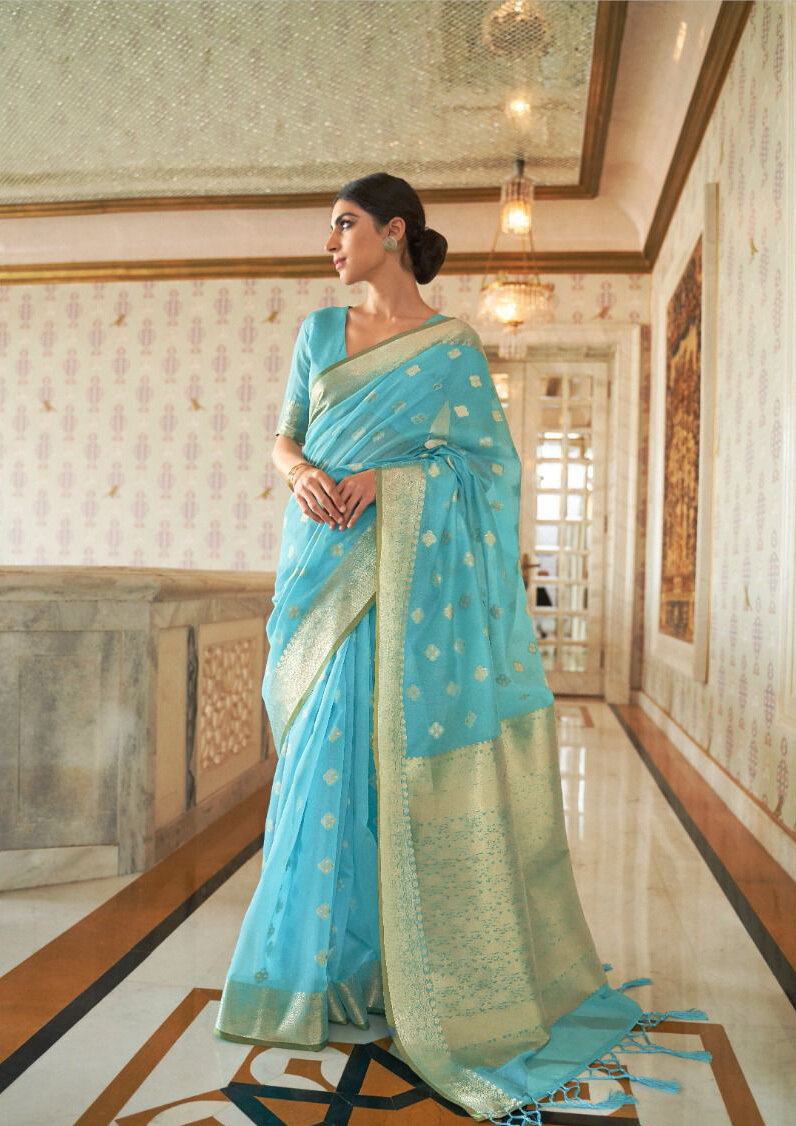 Pure Modal Weaving Silk Saree In Blue