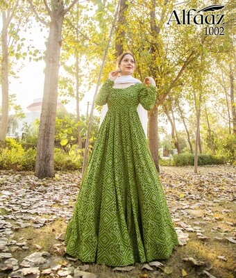 Green Pure Maslin Bandhej Print Work  Suit With Dupatta