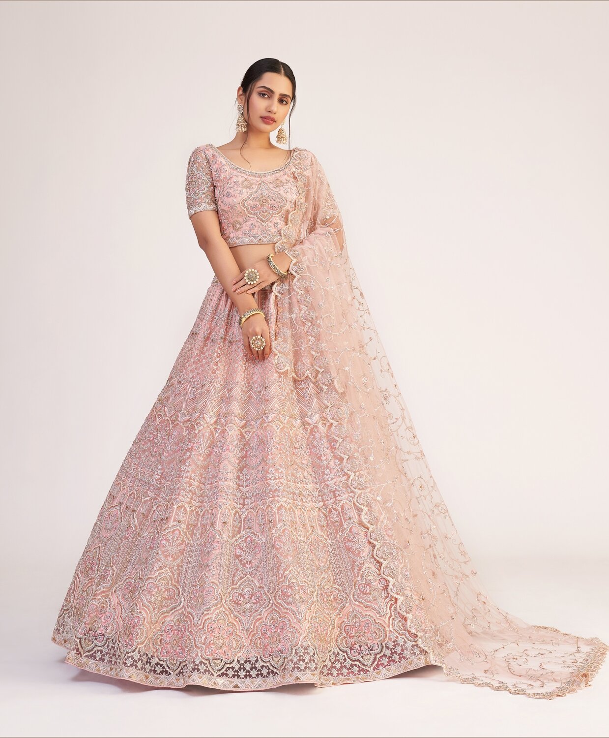 Unique Designer Copper Rose Gold Bridal Wear Lehenga Choli