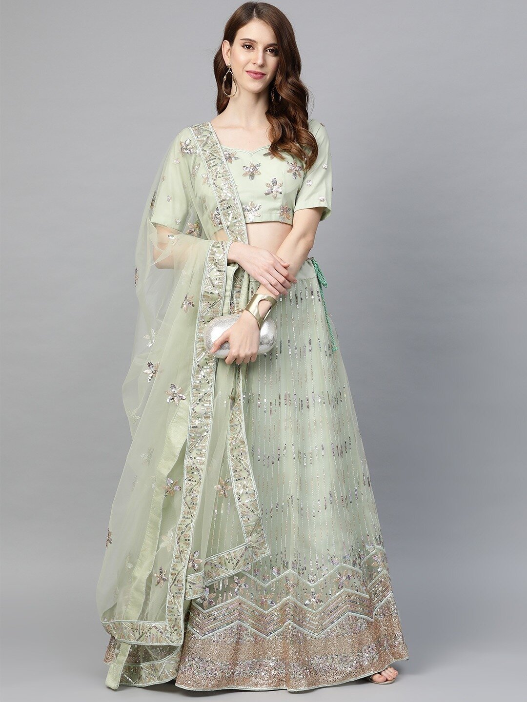 Wedding Wear Soft Net Lehenga Choli In Pista Green