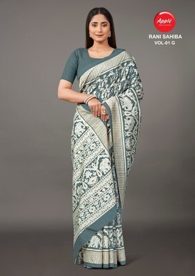 Bhagalpuri Cotton Fabric Saree In Grey