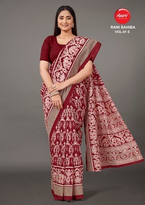 Bhagalpuri Cotton Fabric Saree In Red White