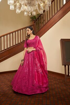 Shubh Kala Present Bridal Gota Patti with Thread Embroidered Lehenga Choli Collection In Deep Pink