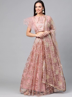 Heavy Wedding Wear Soft Net Lehenga Choli In Onion Pink