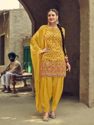 Latest Embroidery With Sequence Work  Patiyala Suit