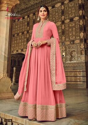Pure Georgette Heavy Embroidered Anarkali Suit In Pink