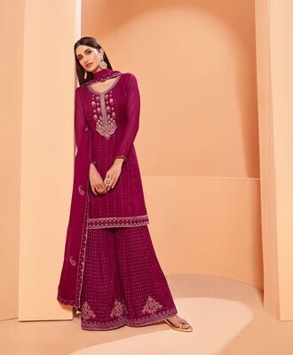 Eid Special Latest Georgette Sharara Suit In Rani Pink