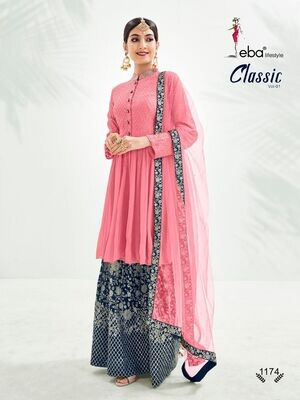 Festive Wear Sharara Suit With Chinon Diamond Embroidered In Hot Pink