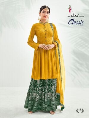 Festive Wear Sharara Suit With Chinon Diamond Embroidered In Mustard Yellow