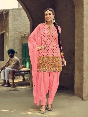 Baby Pink  Designer Embroidery With Sequence Work Patiyala Suit