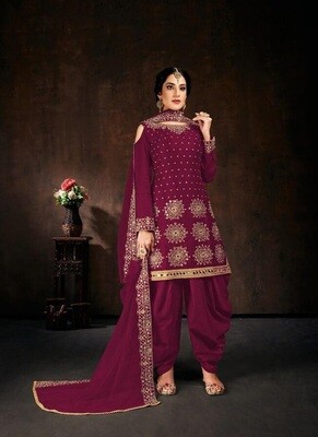 Adoring Rani Color Heavy Indian Satin Patiyala Suit