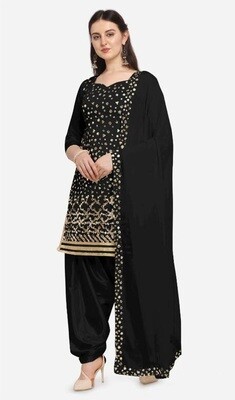 Black Latest Embroidery With Mirror Foil Work  Patiyala Suit