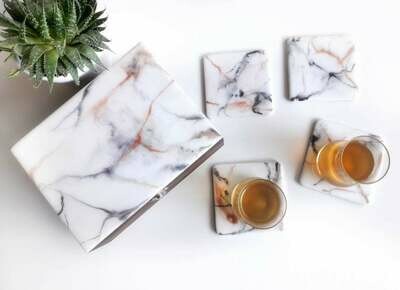 Marble Effect Tea Set (Box & 4 Coasters)