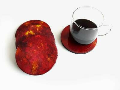 Resin Art Red Coasters (set of 4)