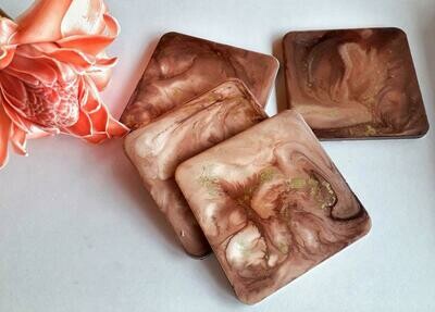 Resin Art Rose Gold Square Coasters (set of 4)