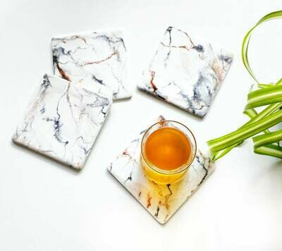 Marble Effect Resin Square Coasters (set of 4)