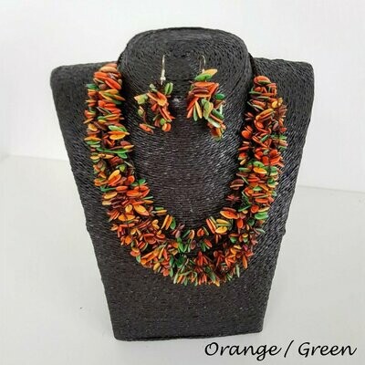 Adjustable Length Melon Seed Necklace & Earring Set