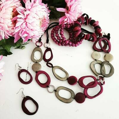 Tagua Chain Necklace & Earring Set