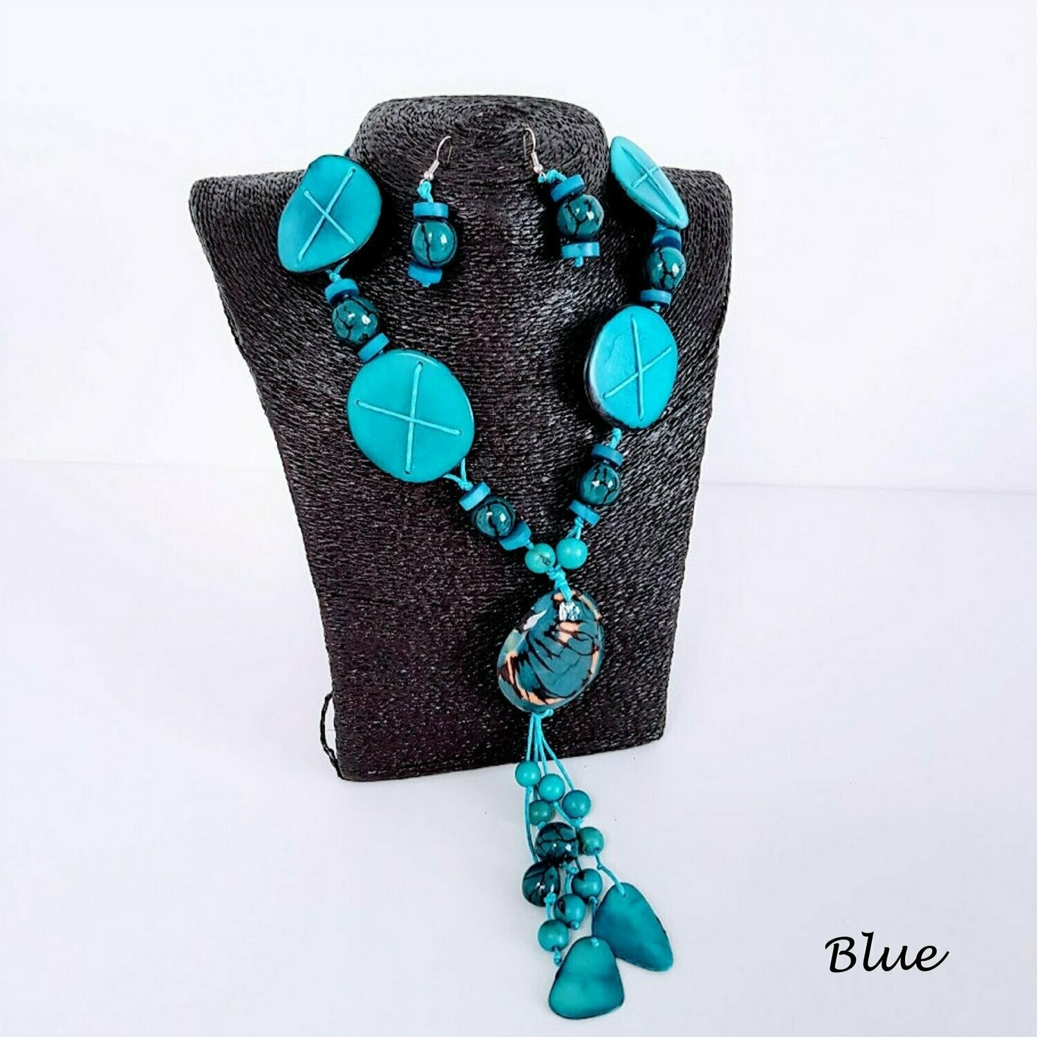 Tagua & Bombona Seed Necklace & Earring Set