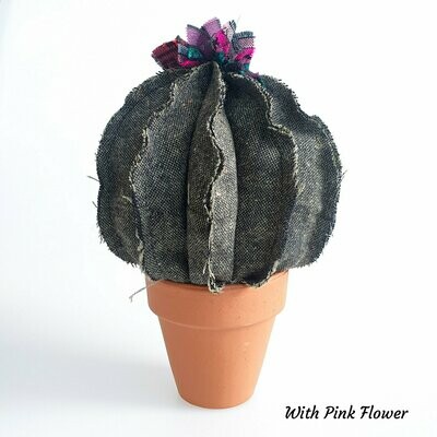 Handmade Fabric Cactus with flower