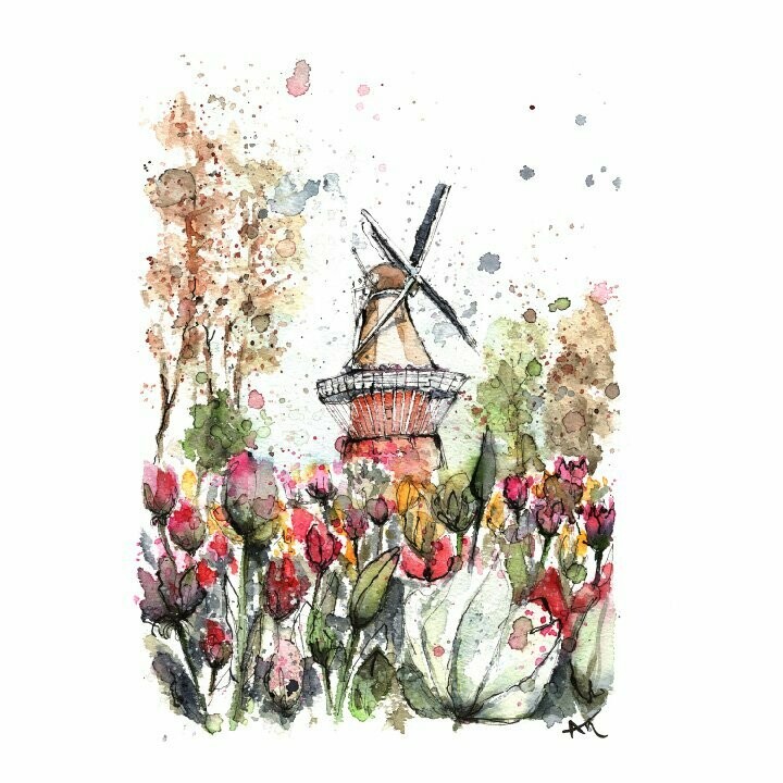 Art Print of Dutch Landmarks (Keukenhof Tulips)