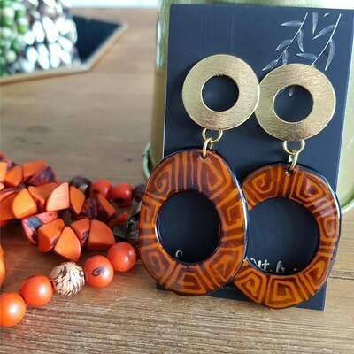 Tagua Nut Earrings with golden Donut