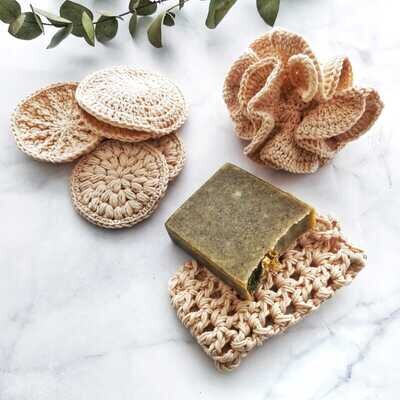 Handmade crochet Sponge Set. 100% organic cotton