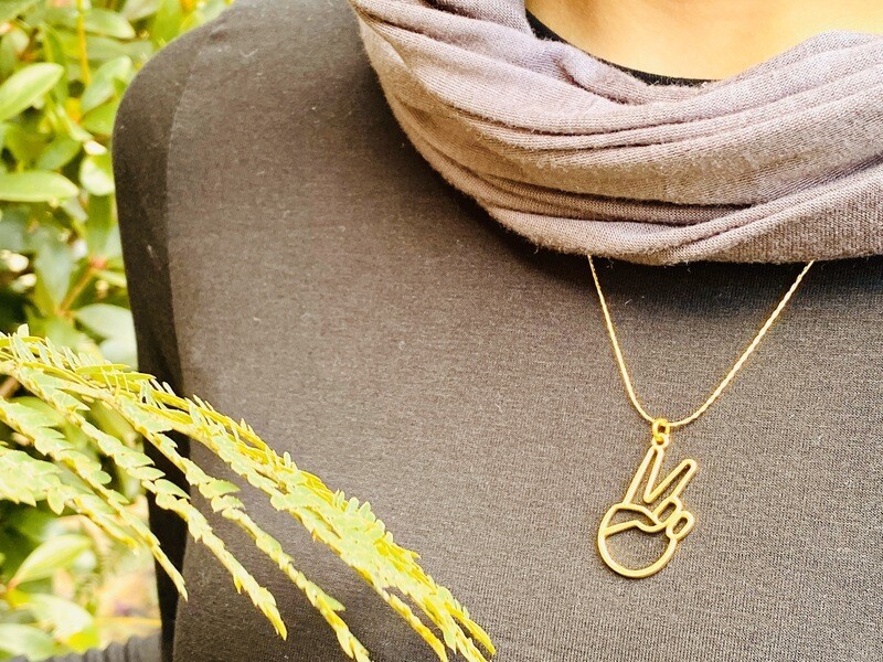 Gold “Salaam” Peace Sign Necklace