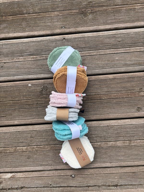 Lot de 5 cotons ronds double face lavables Lot de 5 cotons ronds double face lavables