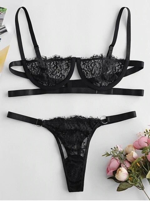 Lace Underwire Caged Lingerie