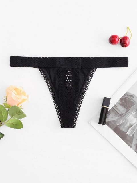 Wide Band Lace Thong -