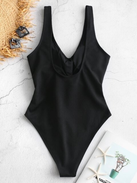 Ribbed Knotted Cut Out Swimsuit -