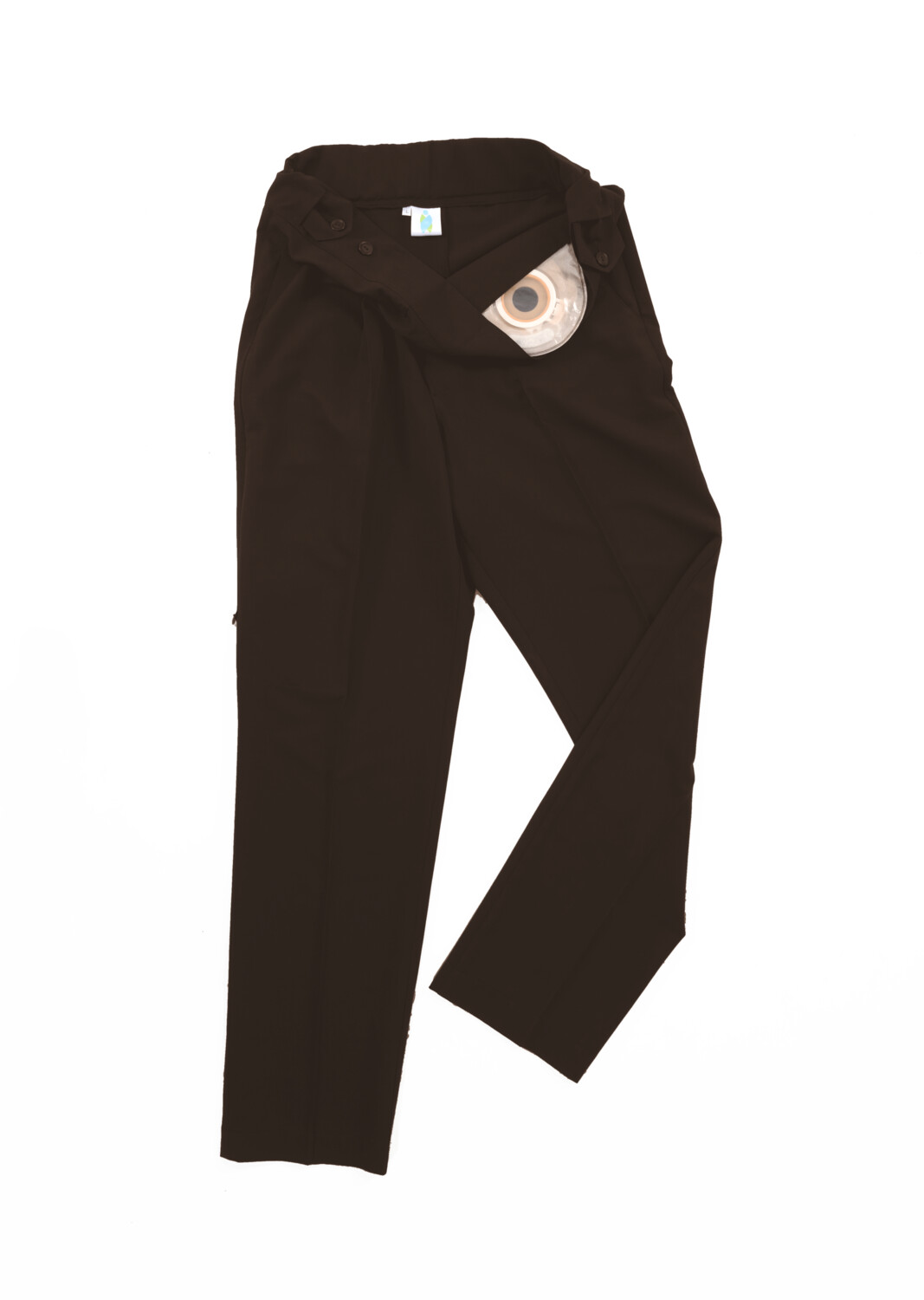 Hose mit Bein- und Bundtasche graubraun