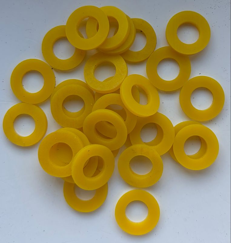 Yellow 19mm O/D X 10mm I/D X 2mm Thk Yellow 19mm O/D X 10mm I/D X 2mm Thk