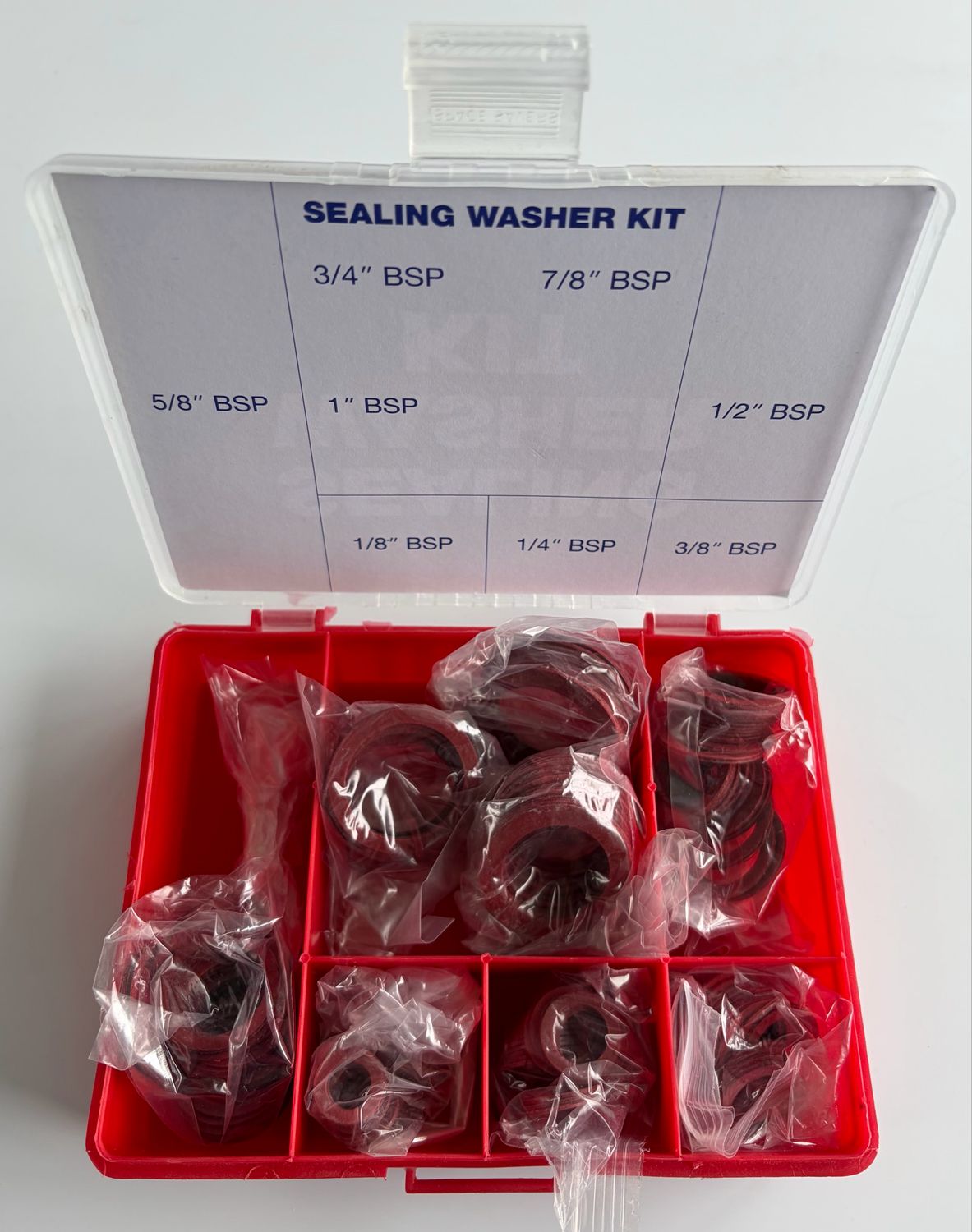 130 Piece Imperial Flat Fibre Washer Kit 1/8”BSP (Male) to 1”BSP (Male)