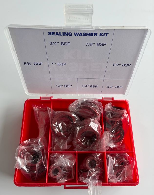 130 Piece Imperial Flat Fibre Washer Kit 1/8”BSP (Male) to 1”BSP (Male)