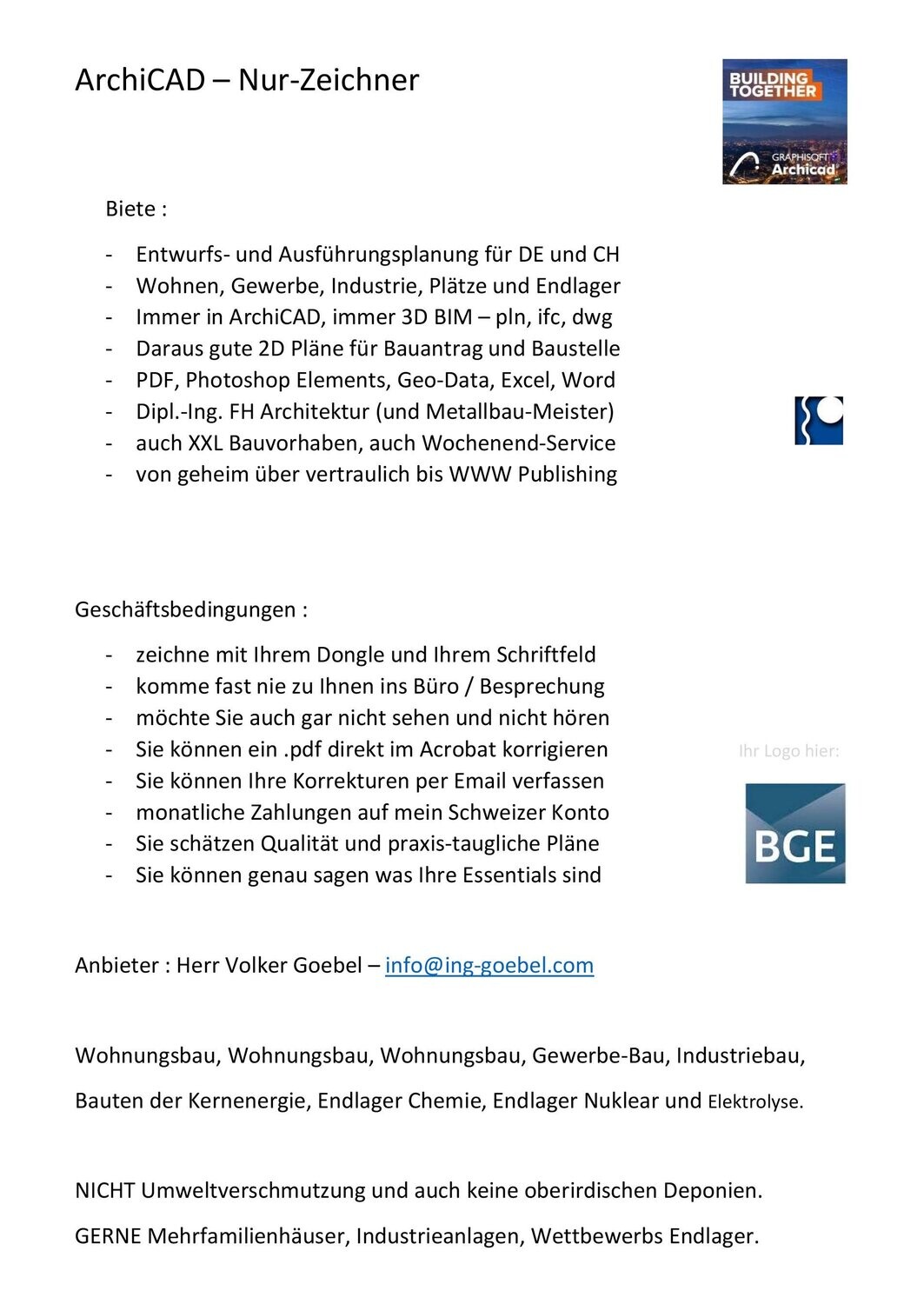 ArchiCAD Only Drawing Service / "Nur Zeichner" in ArchiCAD >>> funktioniert mit Toleranz