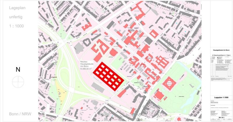 Hauptgebäude Uni Bonn / Vor-Entwurf für Gebäude Gross-Form >>> eine Idee - Möglich