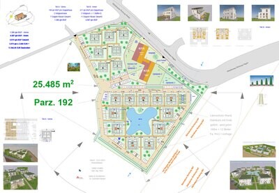 Siedlungs-Entwurf - für 25.000 qm - 2 Haustypen - mit Strassen, Wegen, Beleuchtung - auf Ihrem Grundstück