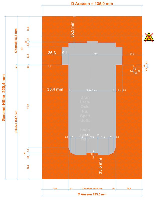 >>> Transport- und Strahlen-Schutz-Hülle für Endlager-Behälter >>> Transport- and radiation-protection Casket for HLW Disposal Container >>> Transport- und Strahlen-Schutz-Hülle für Endlager-Behälter >>> Transport- and radiation-protection Casket for HLW Disposal Container