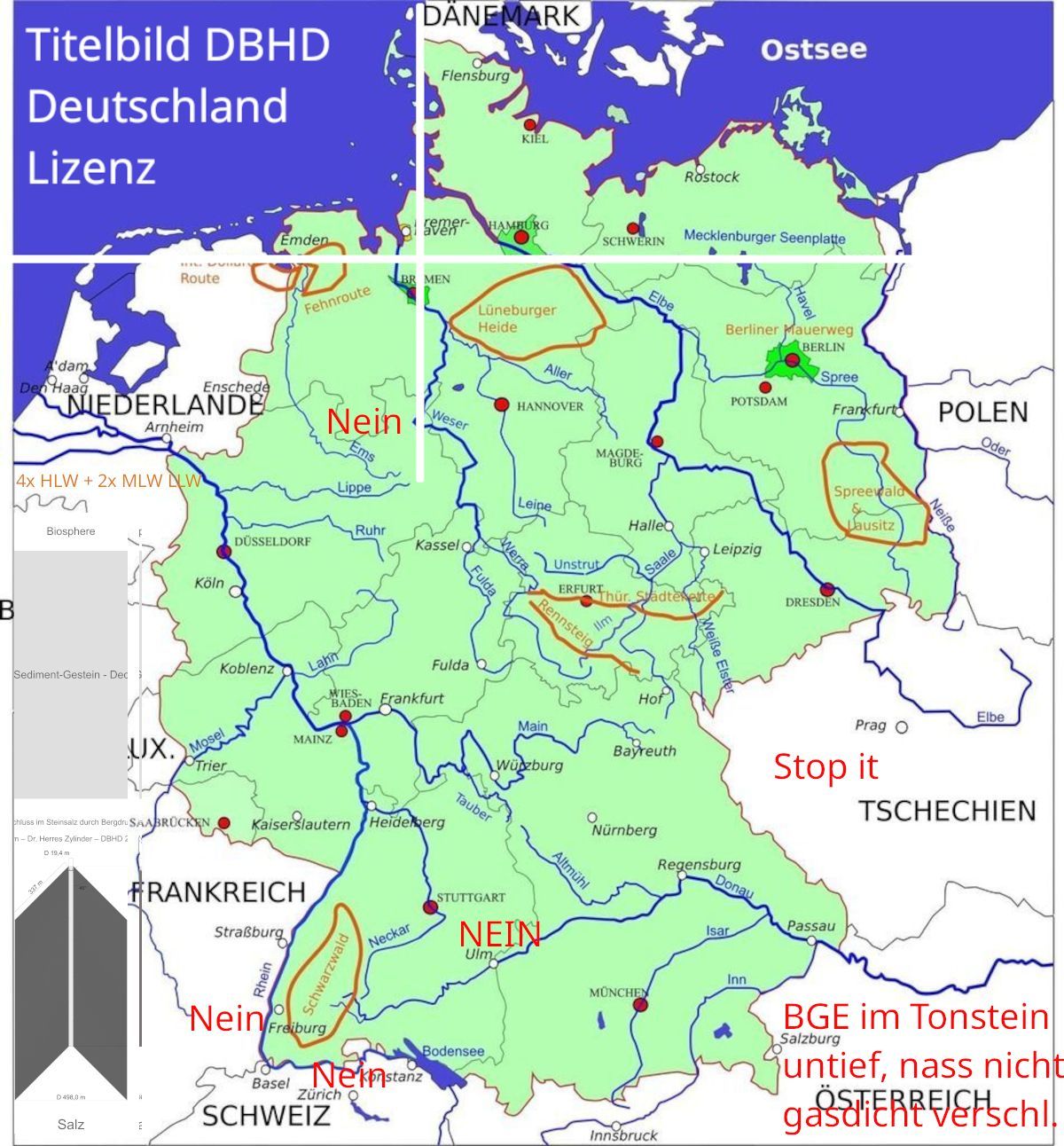 Deutschland Lizenz - umfasst alle DBHD Endlager Urheber-Rechte für HLW, MLW, LLW die innerhalb der BRD gebaut werden und DE Reststoffe aufnehmen.
