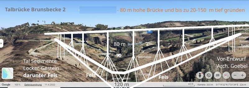 A 45 Umleitung Brunsbecke - wurde Architektur-Entwurf Ausbau-Brücke auf 200 % Tragkraft. Epiroc Gründung.