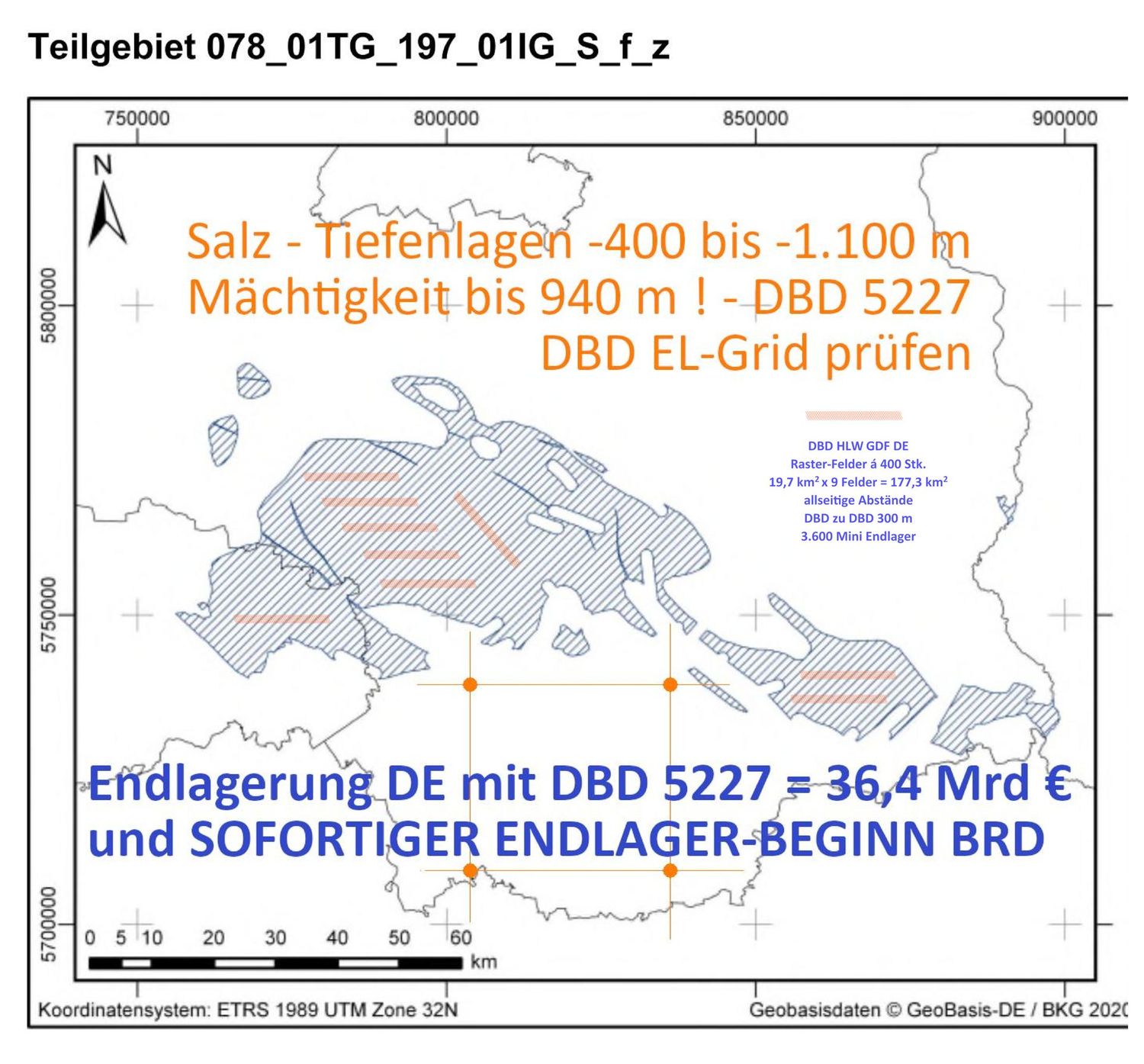 DBD  = Deep Borehole Disposal - Endlagerung in tiefen Bohrlöchern im Salz - z. B in Süd-Brandenburg BRD - Lizenzzpreis wird ab 100 noch dramatisch sinken.
