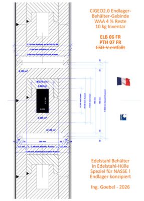 Cigeo 2.0 Endlager-Behälter-Gebinde - nur für WAA 4 % Glas - 10 kg HLW Glas Cigeo 2.0 Endlager-Behälter-Gebinde - nur für WAA 4 % Glas - 10 kg HLW Glas