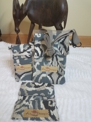Green/Black/Tan/Taupe Cell Phone 3pc Purse Set