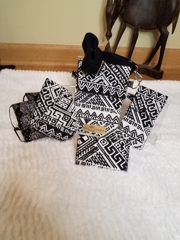 Aztec Black/Ivory Cell Phone 4pc Purse Set