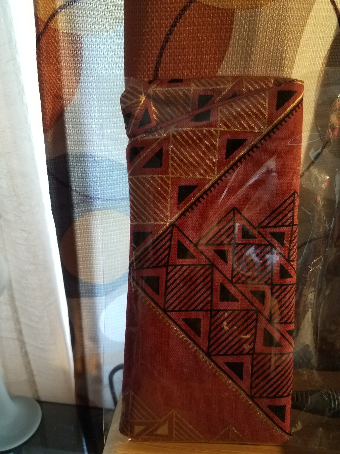 Burgundy w/Black-Gold Lines/Triangles Fabric Case Burgundy w/Black-Gold Lines/Triangles Fabric Case